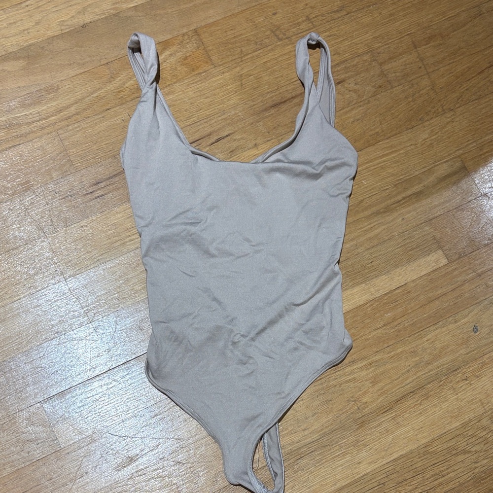 Bershka Neutral Taupe Scoop Bodysuit